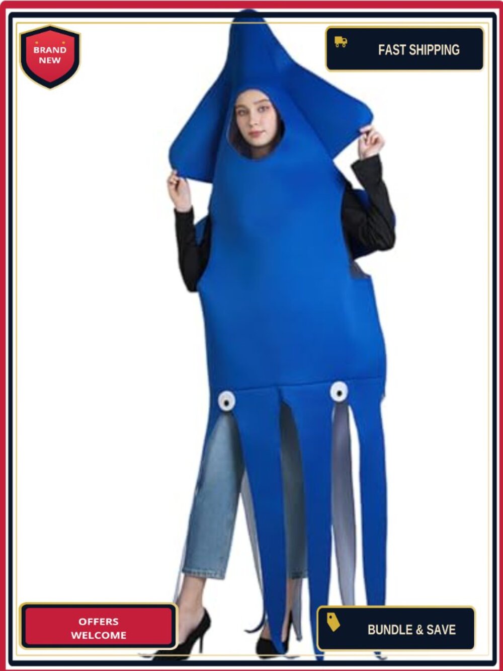 Adult Squid Costume Lightweight Polyester Tunic Funny Halloween Party